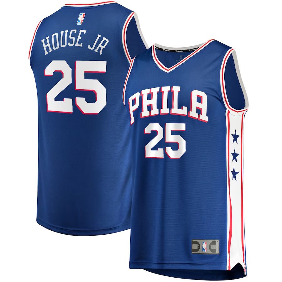 Men Philadelphia 76ers 25 Danuel House Jr Fanatics Branded Royal Fast Break Replica NBA Jersey